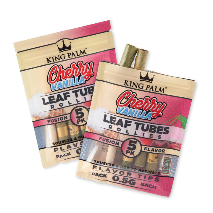 King Palm Rollie Size Cherry Vanilla Flavored Palm Leaf Tubes - 2 Packs of 5