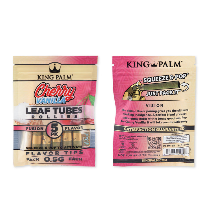 King Palm Rollie Size Cherry Vanilla Flavored Palm Leaf Tubes - 2 Packs of 5