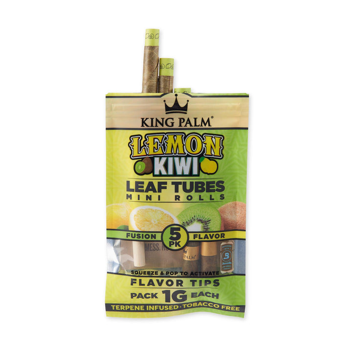 King Palm Mini Lemon Kiwi Flavor Pre Rolled Leaf Tubes - 1 Pack of 5