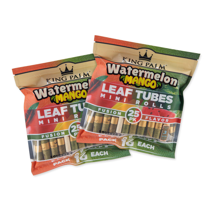 King Palm Mini Watermelon Mango Flavored Pre Roll Leaf Tubes - 2 Packs of 25