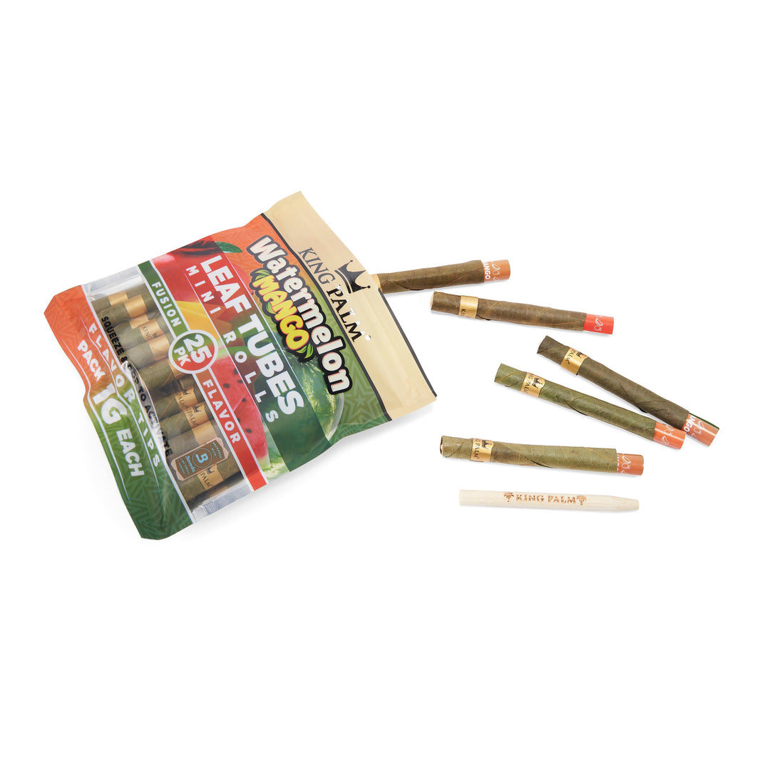 King Palm Mini Watermelon Mango Flavored Pre Roll Leaf Tubes - 1 Pack of 25