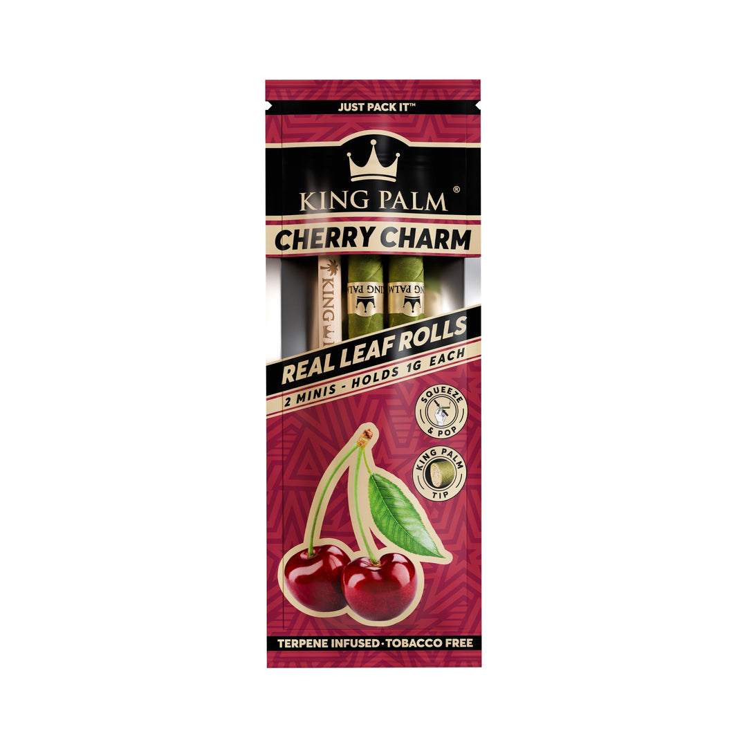 King Palm Cherry Charm Mini Flavor Pre Rolled Leaf Tubes - 2 Packs of 2