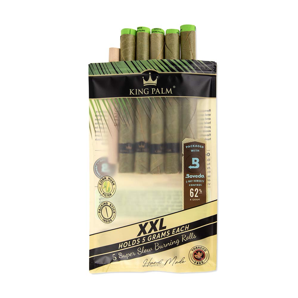 King Palm XXL Natural Pre Roll Palm Leaf Tubes - 2 Packs of 5