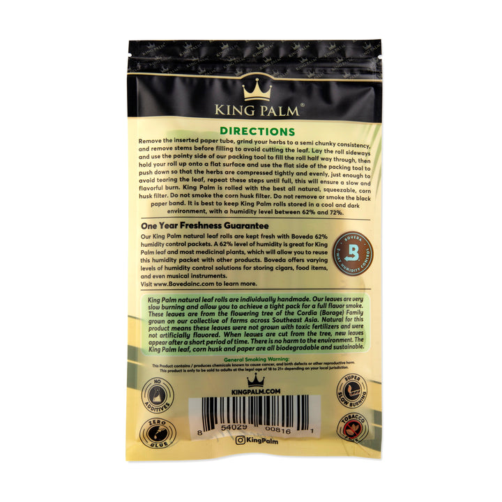 King Palm XXL Natural Pre Roll Palm Leaf Tubes - 5 Pack