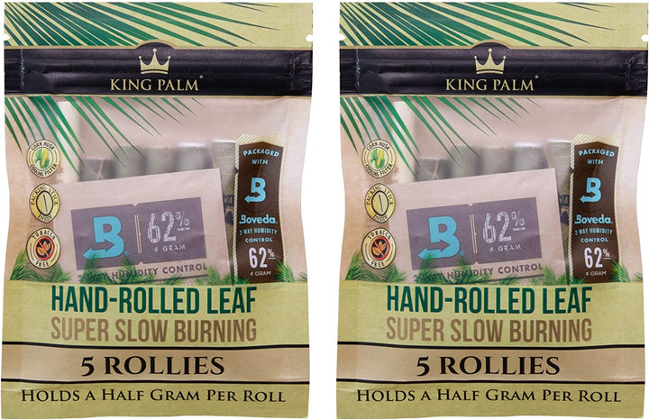 King Palm Rollie Size Natural Pre Roll Palm Leaf Tubes - 2 Packs of 5