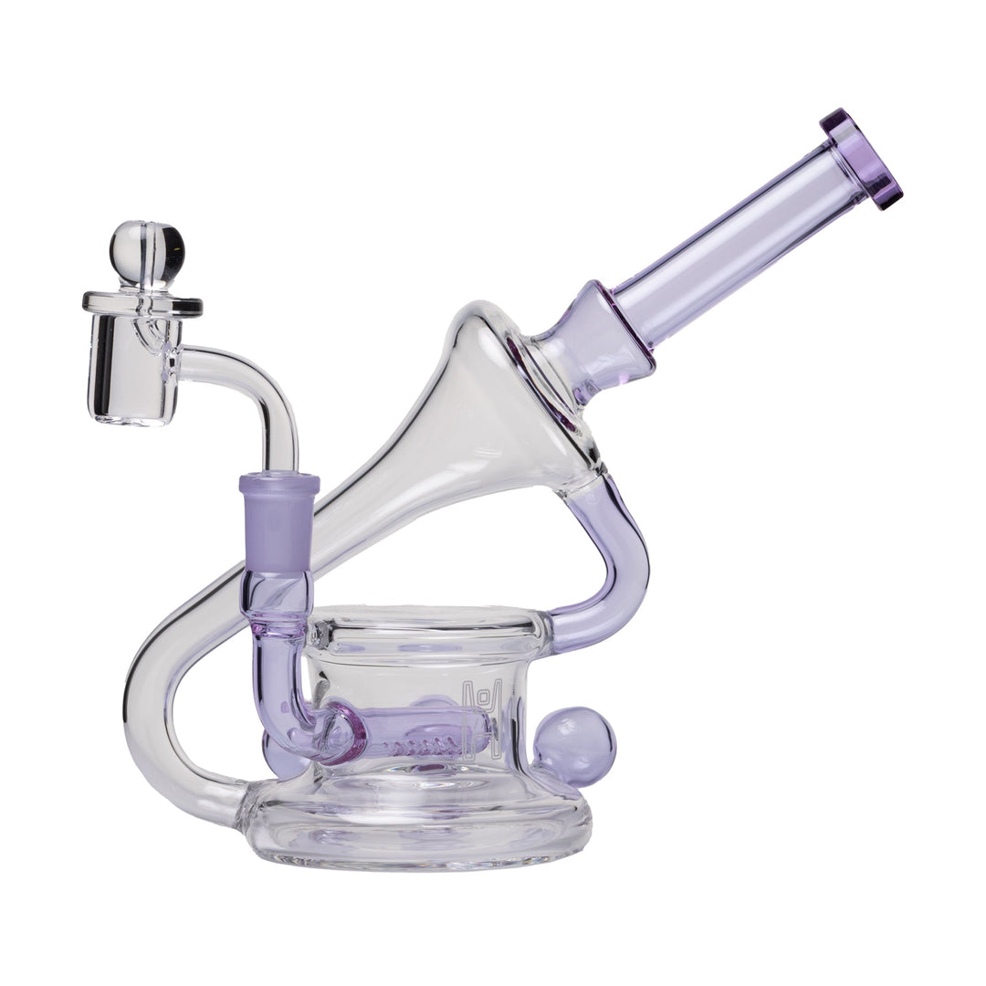 Human Grade 7.5" Recycler 45 (Triple Marble) Glass Rig Water Pipe
