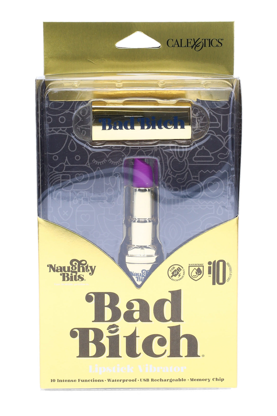 Naughty Bits “Bad Bitch” Lipstick Vibe – 10-Function – Rechargeable – Waterproof