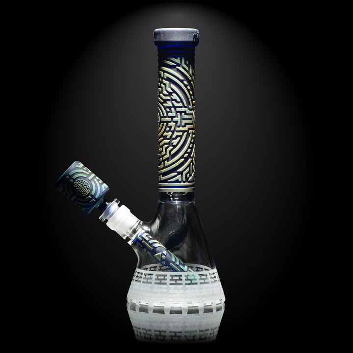Telekinesis 11" Dark Blue Frit Beaker Bong - view 4 | BDDbrands