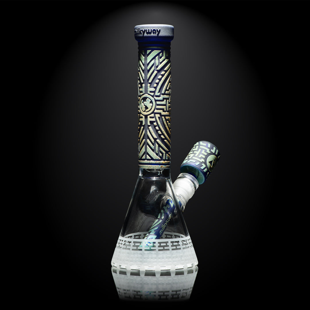 Telekinesis 11" Dark Blue Frit Beaker Bong - view 5 | BDDbrands