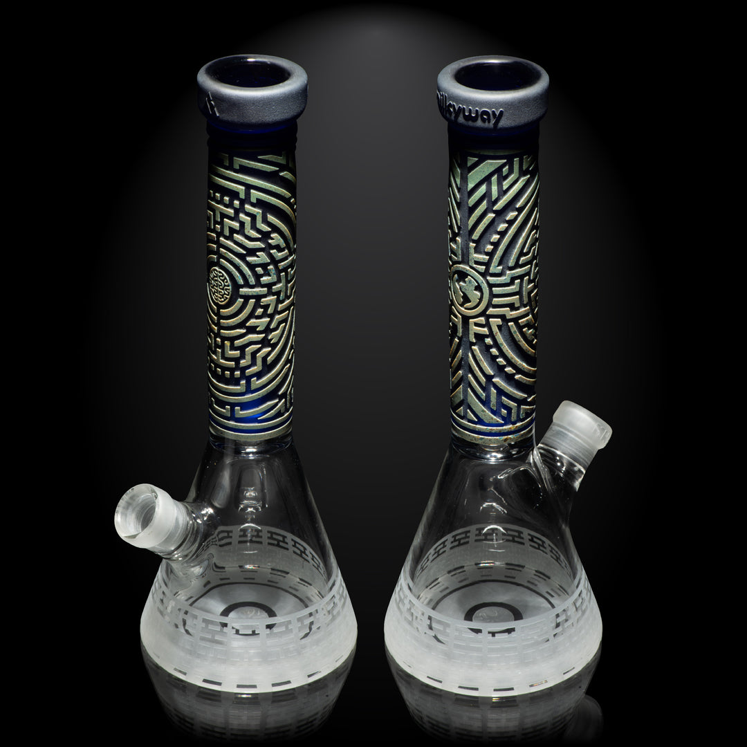 Telekinesis 11" Dark Blue Frit Beaker Bong - view 7 | BDDbrands