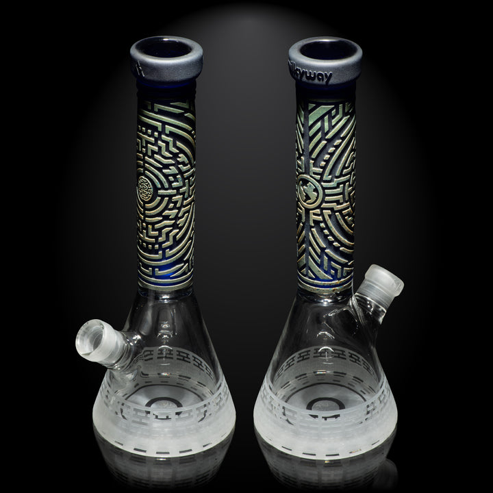 Telekinesis 11" Dark Blue Frit Beaker Bong - view 7 | BDDbrands