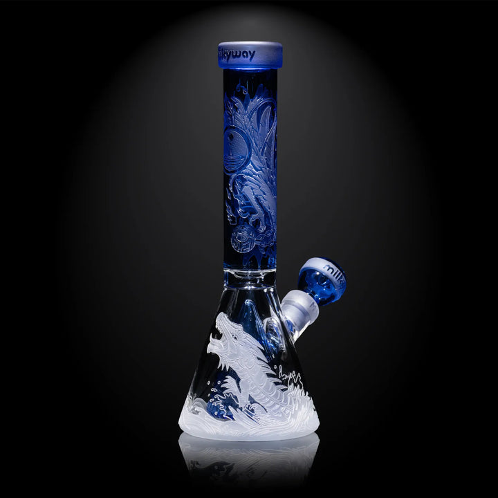 Milky Way Glass - Blood Feud Beaker w/ Collins Perc - Light Blue (11")