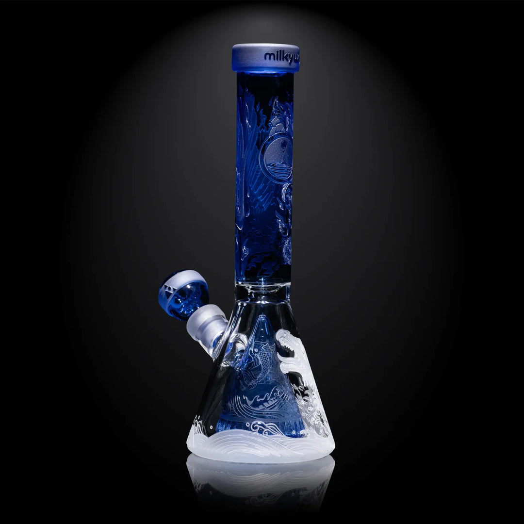 Milky Way Glass - Blood Feud Beaker w/ Collins Perc - Light Blue (11")