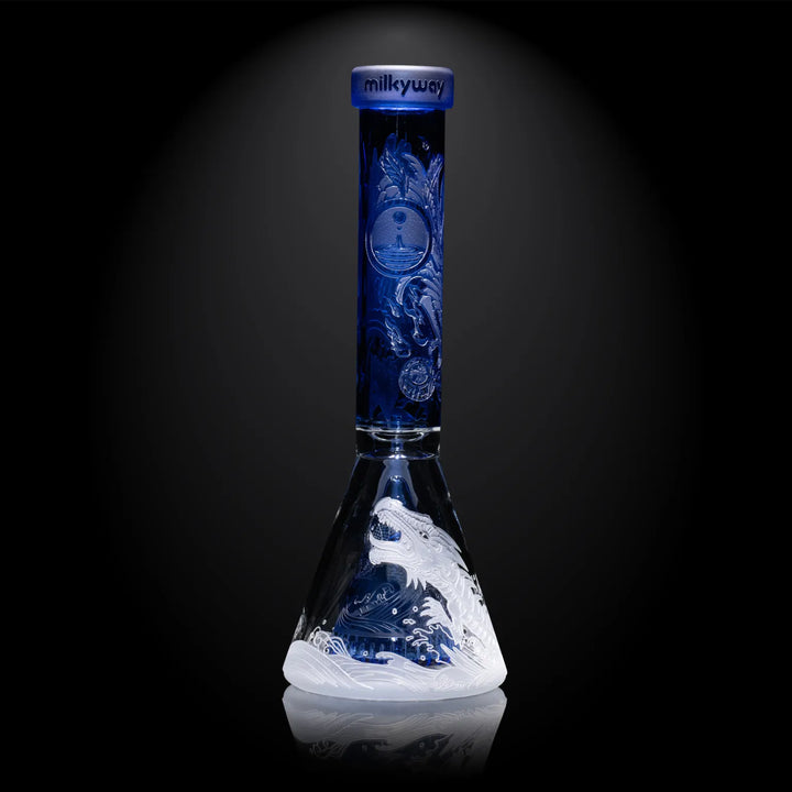 Milky Way Glass - Blood Feud Beaker w/ Collins Perc - Light Blue (11")