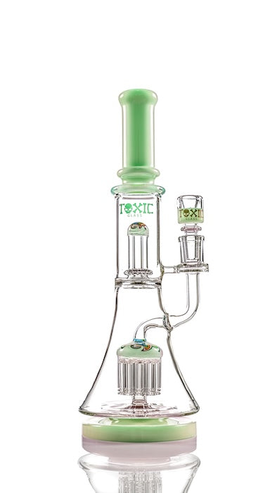 Toxic Glass Double Mushroom Perc Water Pipe