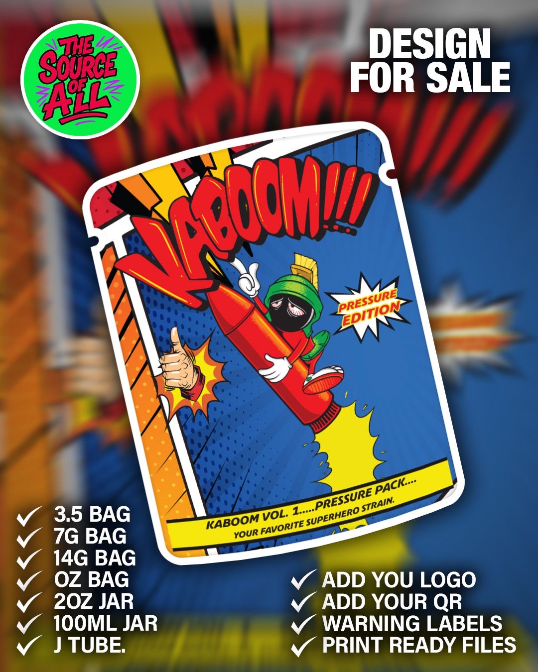 Custom Printed 3.5g Baggies – Design G
