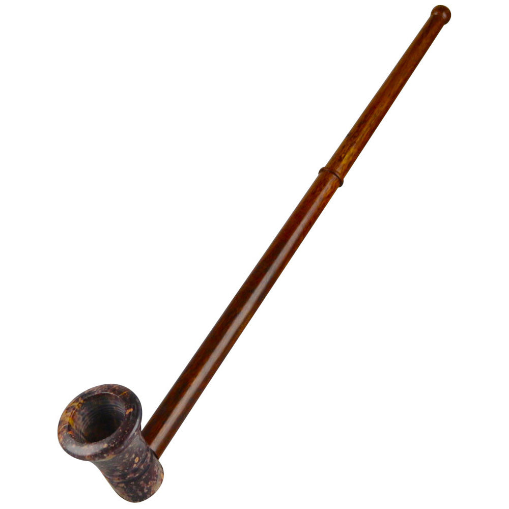 Stone Bowl Pipe w/ Long Wood Mouthpiece by Gift Guru | BDDbrands