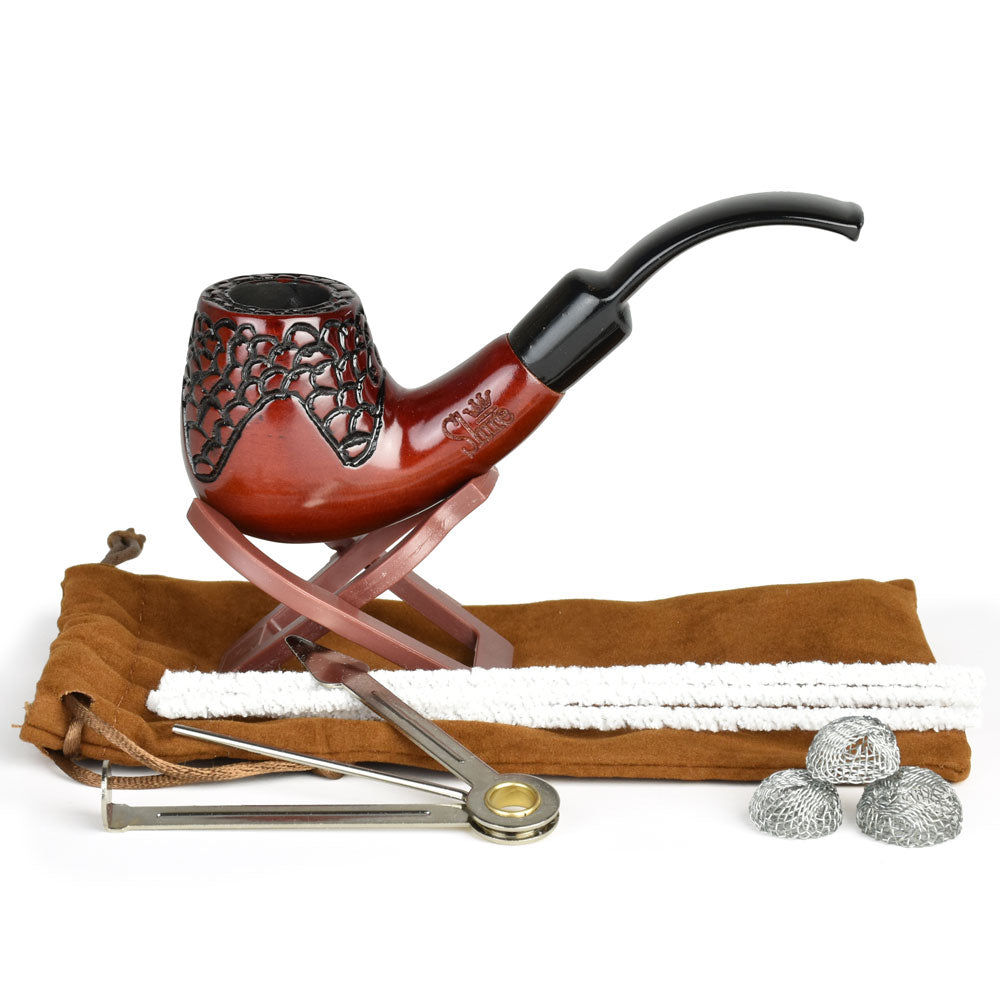 Pulsar Shire Pipes Engraved Bent Brandy Cherry Wood - 5.5" - view 2 | BDDbrands