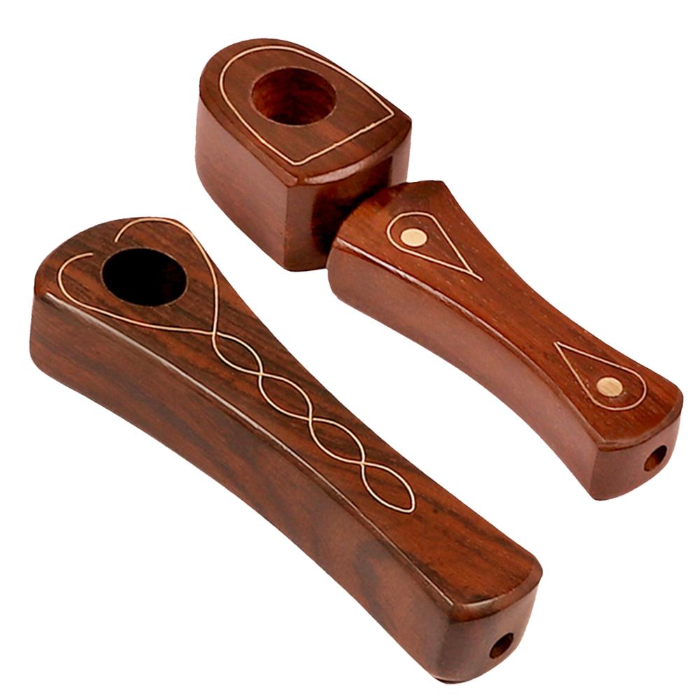 Brass Inlaid Wood Spoon Pipe | 3.75 Inch by Gift Guru | BDDbrands