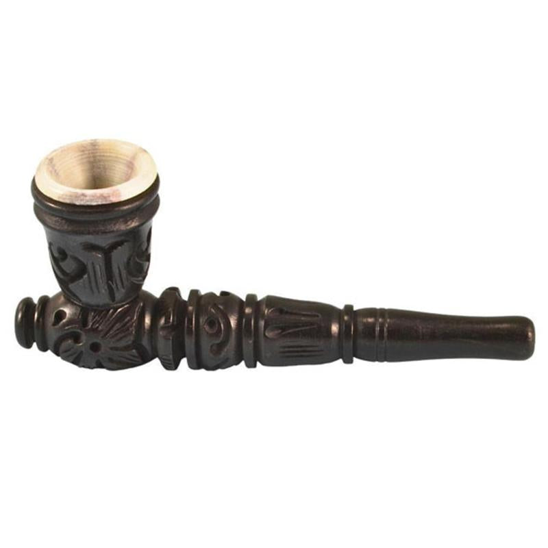 Carved Wood Hand Pipe w/ Stone Bowl by Gift Guru | BDDbrands