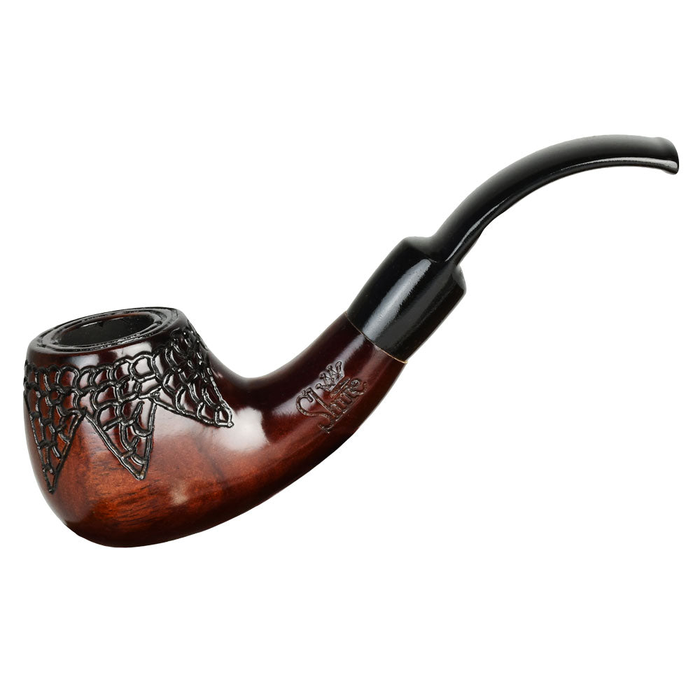 Pulsar Shire Pipes Engraved Bowl Bent Apple Cherry Wood Pipe - 5.5" by Gift Guru | BDDbrands