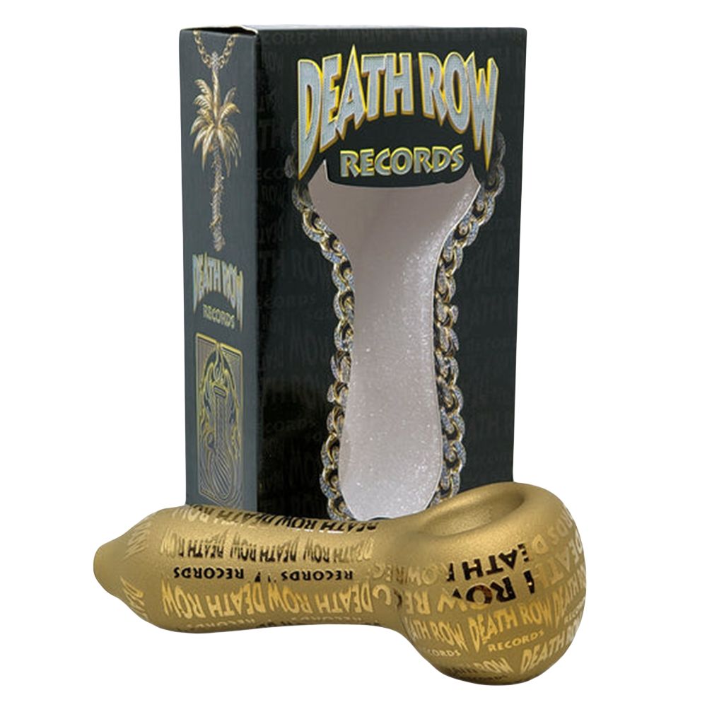 Death Row Records Metallic Etched Glass Spoon Pipe - 4"