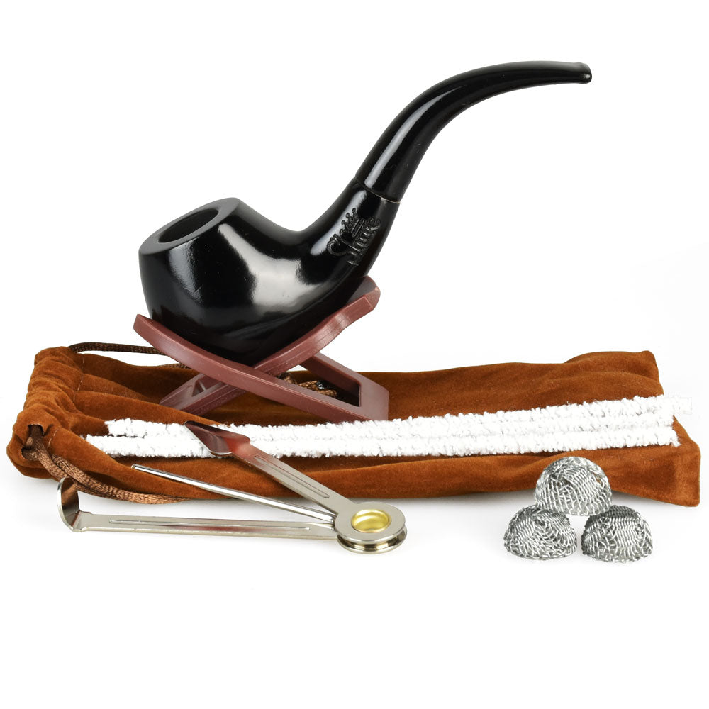 Pulsar Shire Pipes Bent Ebony Cherry Wood Tobacco Pipe - view 3 | BDDbrands
