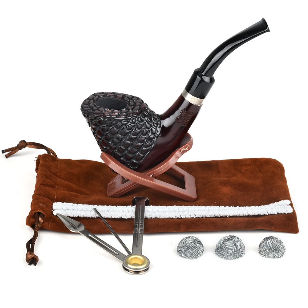 Shire Pipes Standing Carved Cherry Wood Tobacco Pipe - 5.5" - view 2 | BDDbrands