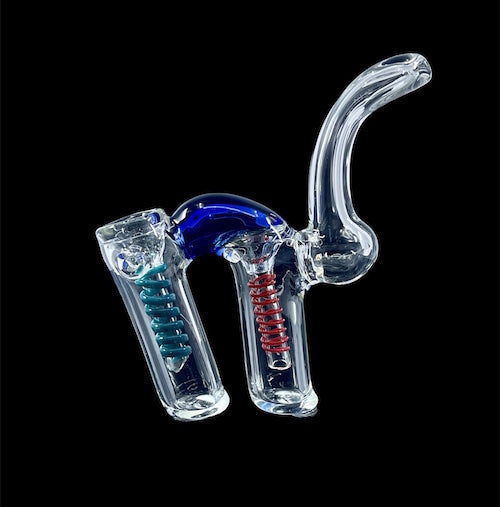 Double Bowl Glass Bubbler (5")