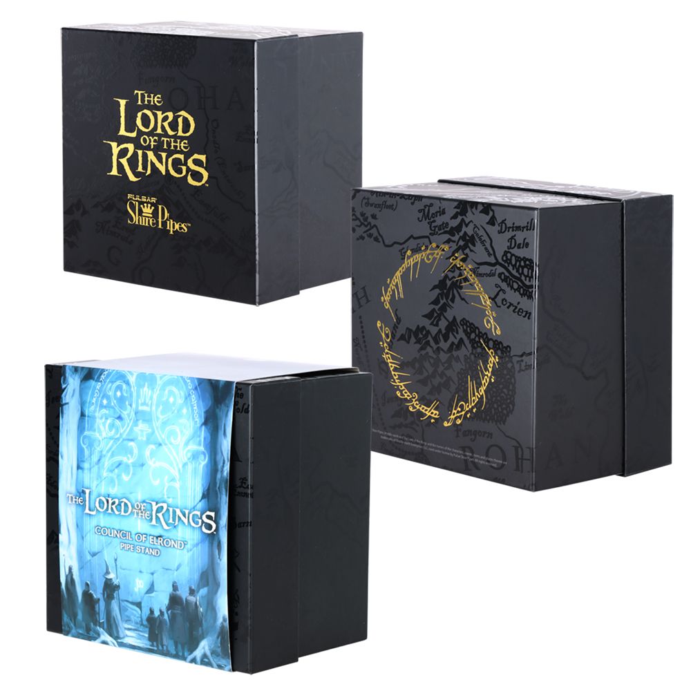 Pulsar Shire Pipes x LoTR COUNCIL OF ELROND Multi-Pipe Wood Display Stand - 8"x5" - view 2 | BDDbrands