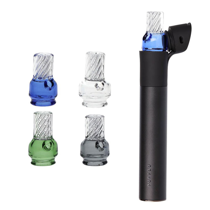 Pulsar Vortex Glass Mouthpiece Attachement for Puffco Pivot w/ Display Stand - Colors Vary by Gift Guru | BDDbrands