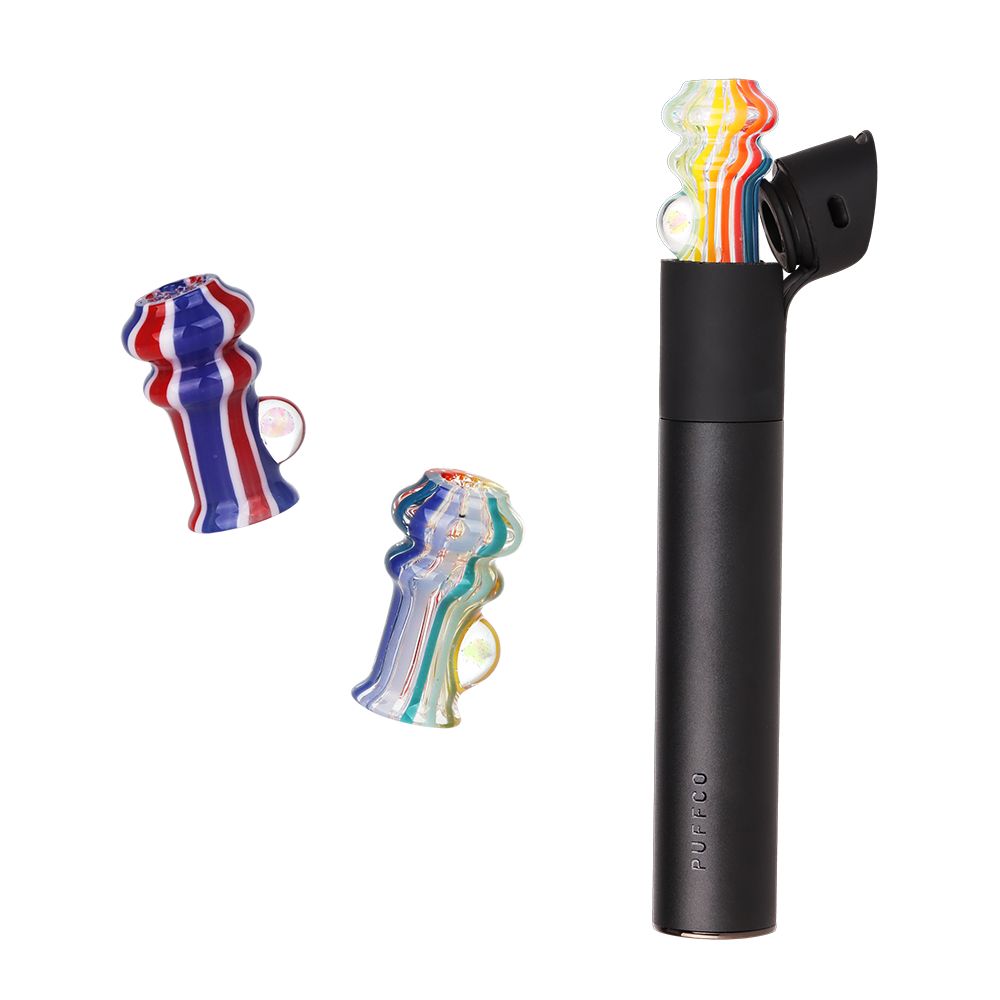 Pulsar Rainbow w/ Opal Glass Mouthpiece Attachment for Puffco Pivot w/ Display Stand - Colors Vary by Gift Guru | BDDbrands