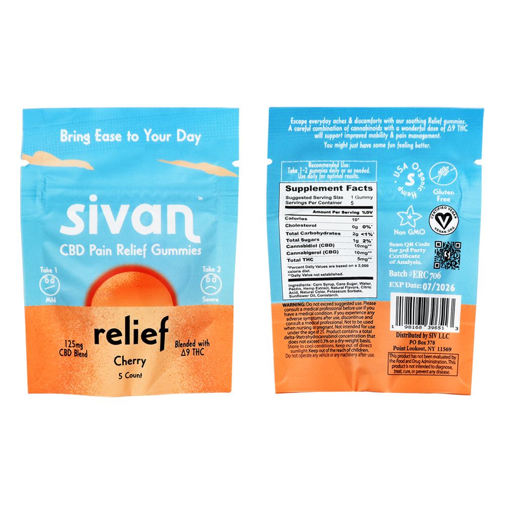 Sivan CBD Blend Gummies | 625mg | 5pc | 10pk Display