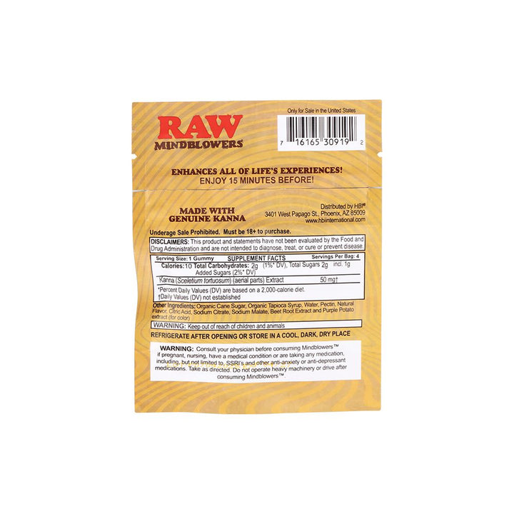8PK DISPLAY RAW Mindblower Kanna Infused Gummies - 4pc