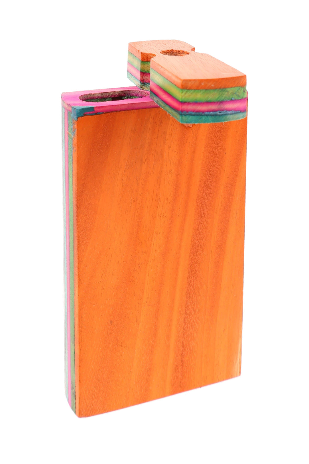 Multicolor Layered Wood Dugout “Rainbow Rail” – 4″ – Assorted Colors by Primate Glass | BDDbrands