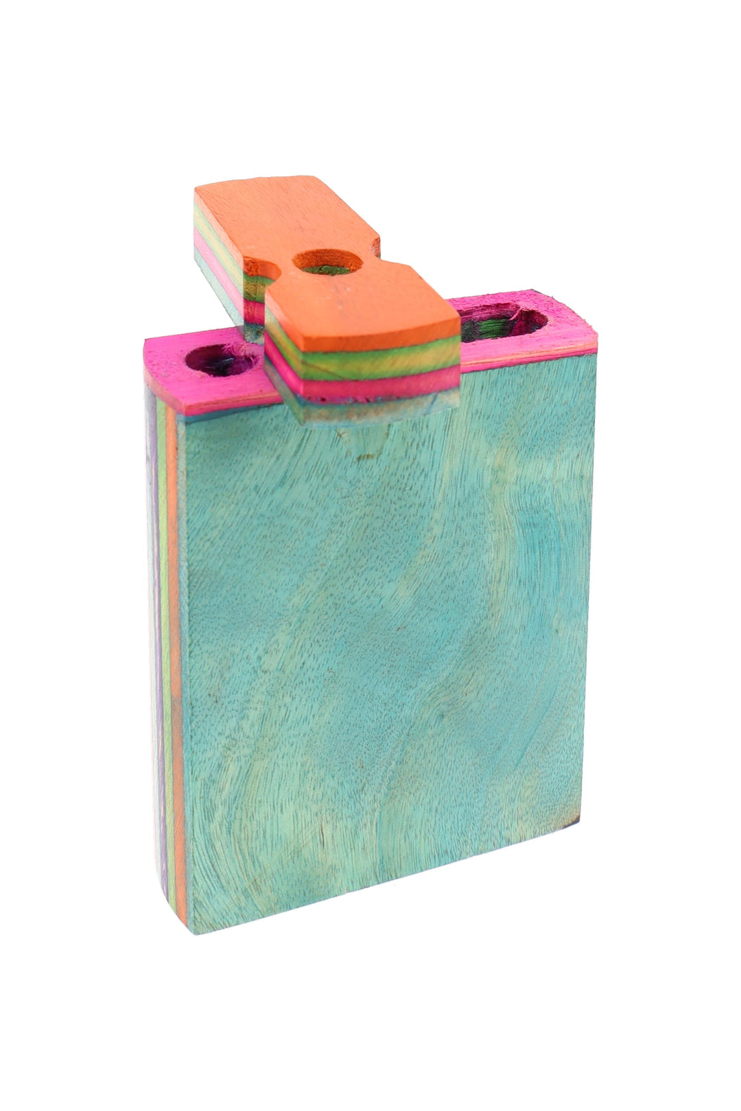 Multicolor Layered Wood Dugout “Mini Rainbow Rail” – 3″ – Assorted Colors by Primate Glass | BDDbrands
