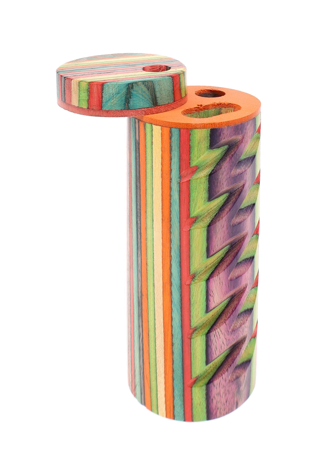 4″ Round Multicolor Carved Wood Dugout – Assorted Colors by Primate Glass | BDDbrands