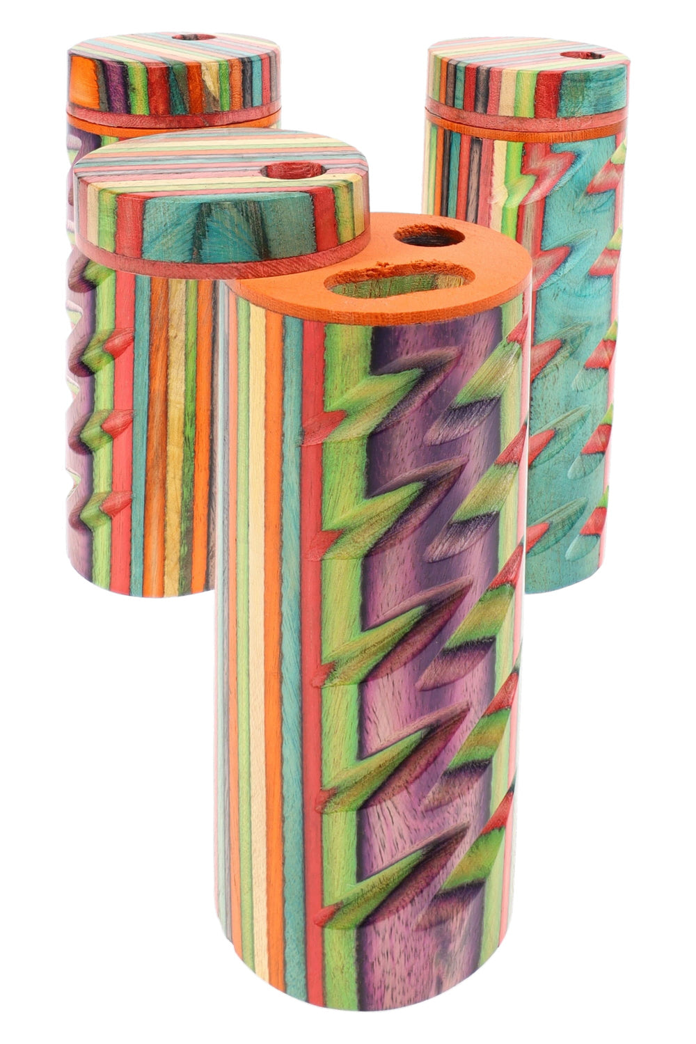4″ Round Multicolor Carved Wood Dugout – Assorted Colors - view 2 | BDDbrands