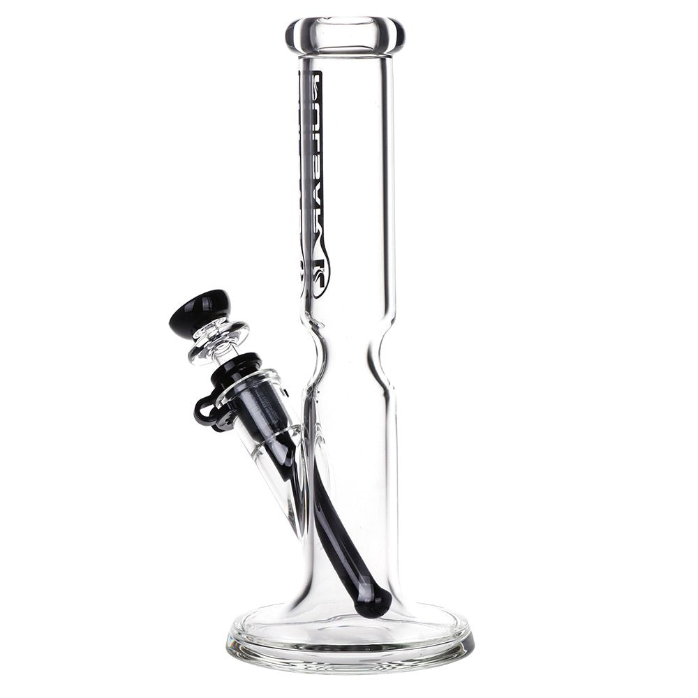 Pulsar flared straight tube water pipe side angle view showing flared base and black diffuser downstem