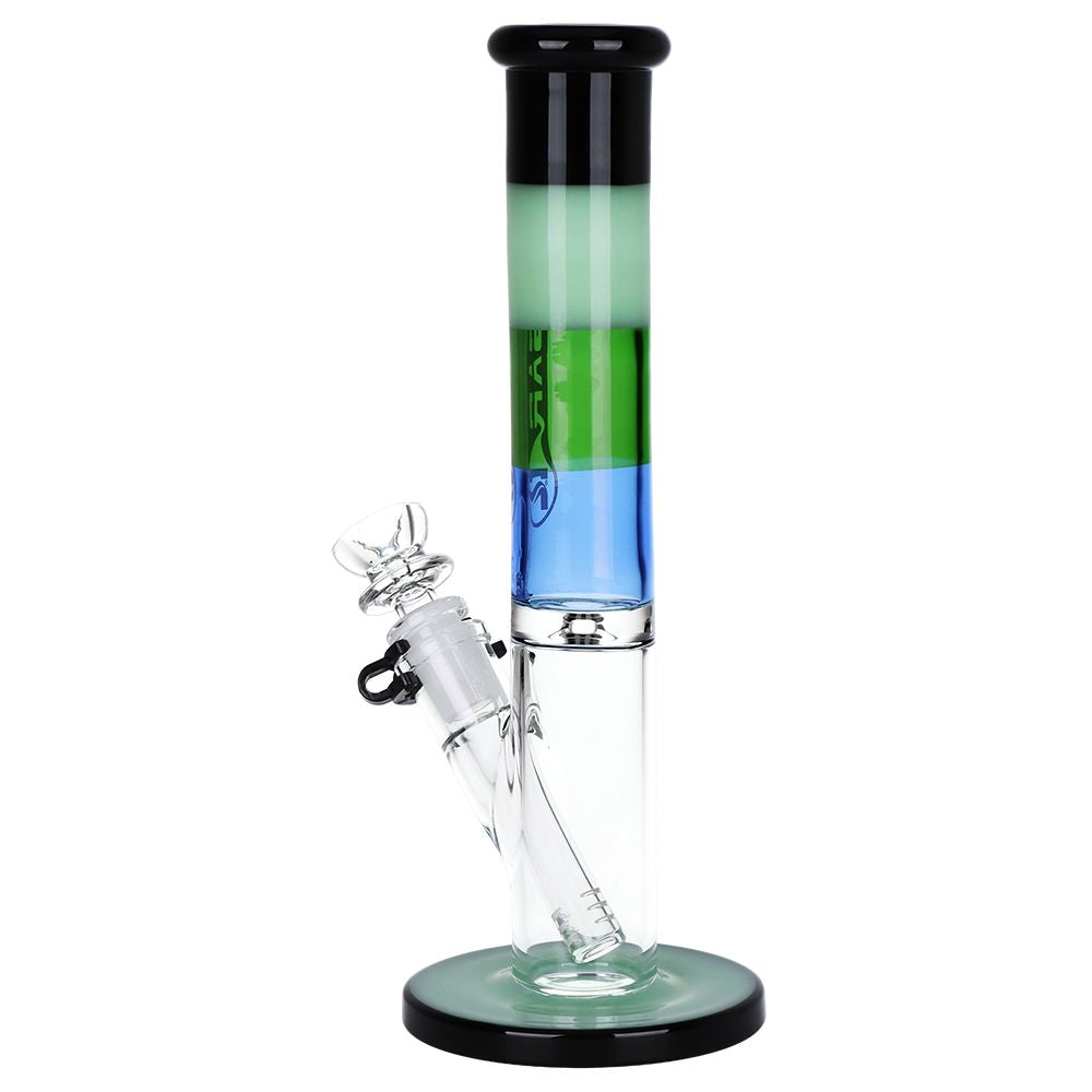 Pulsar four-tone straight tube water pipe side angle view showing bullet hole ice catcher and diffuser downstem