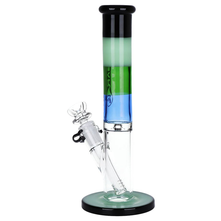 Pulsar four-tone straight tube water pipe side angle view showing bullet hole ice catcher and diffuser downstem