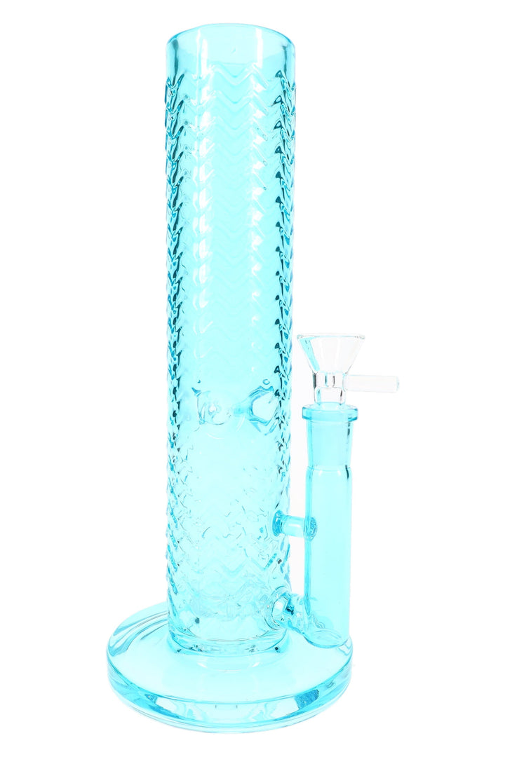 Wave-Texture Straight Shooter Bong “Ripple Rocket” – 10″ – Showerhead Perc – Ice Pinch