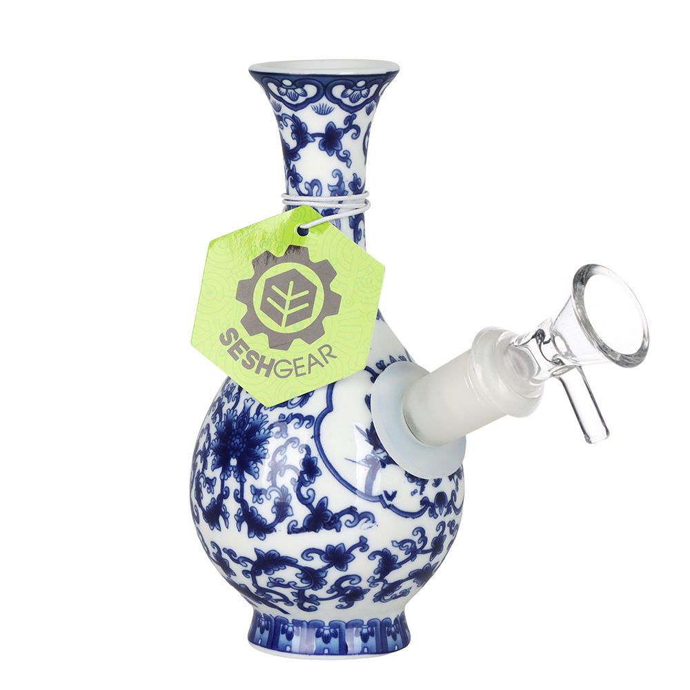 SeshGear Chinese Vase Ceramic Water Pipe -  5.75" / 14mm F / Bubble Base