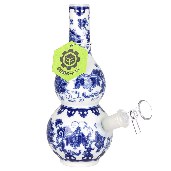 SeshGear Chinese Vase Ceramic Water Pipe - 7.75" / 14mm F / Double Bubble Base