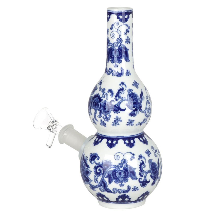 SeshGear Chinese Vase Ceramic Water Pipe - 7.75" / 14mm F / Double Bubble Base