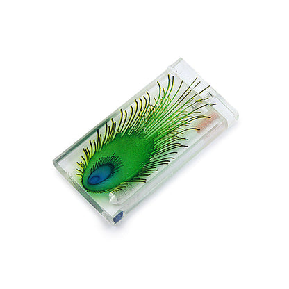 Handmade Acrylic Peacock Dugout w/ One Hitter