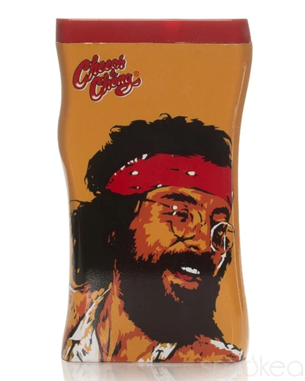 Back of the Cheech & Chong Pop Art Dugout with Chong's illustrated portrait
