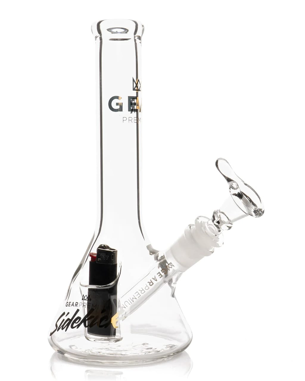 GEAR Premium 9" Mini Sidekick bong in clear glass with lighter holster