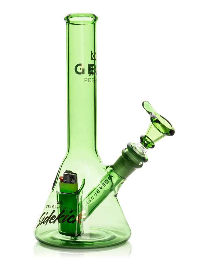 GEAR Premium 9" Mini Sidekick bong in green glass with lighter holster