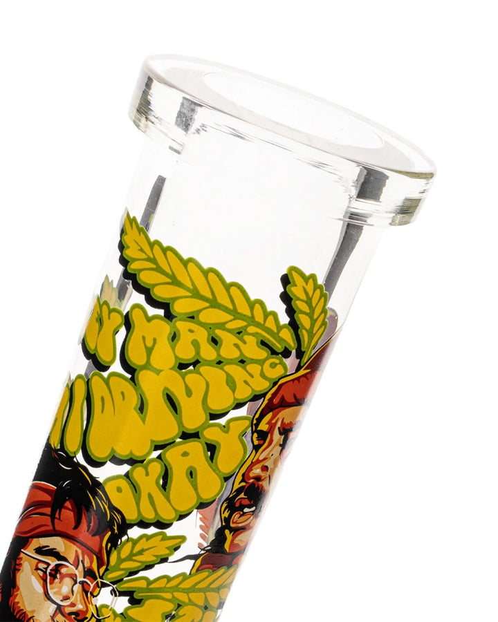 Close-up of the Cheech & Chong artwork on the GEAR Parked Sidekick bong neck